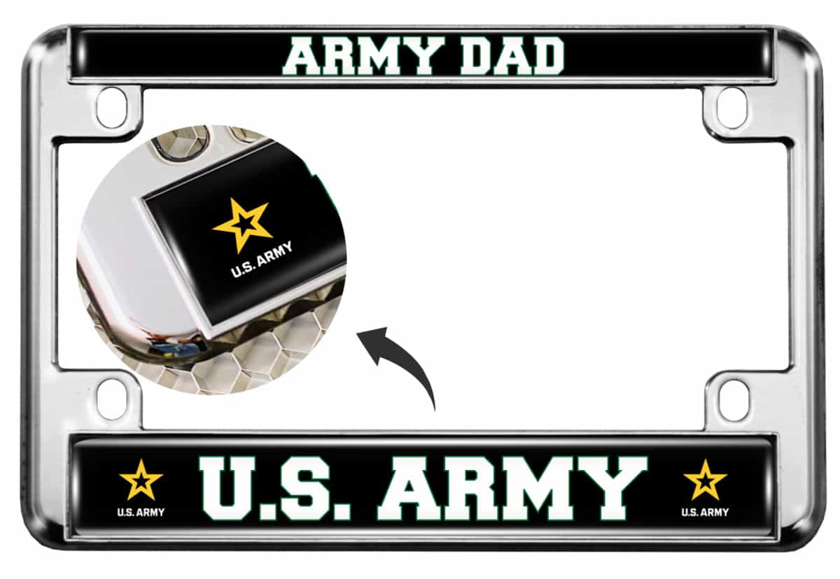 U.S. Army Dad with Star Logo - Motorcycle Metal License Plate Frame